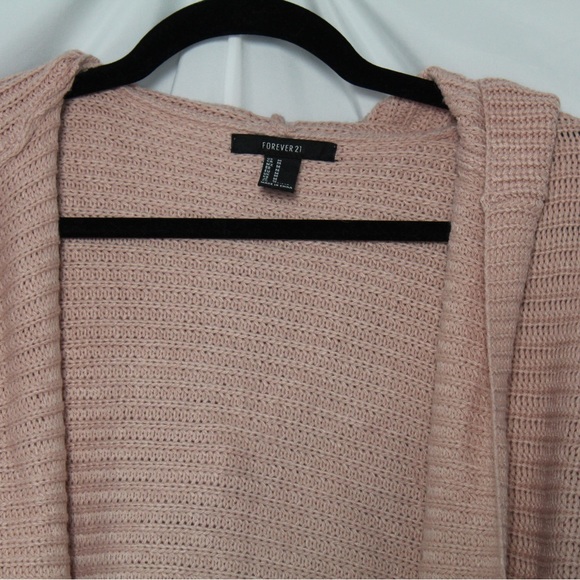 Light Pink Forever 21 Hooded Long Cardigan - Picture 2 of 3